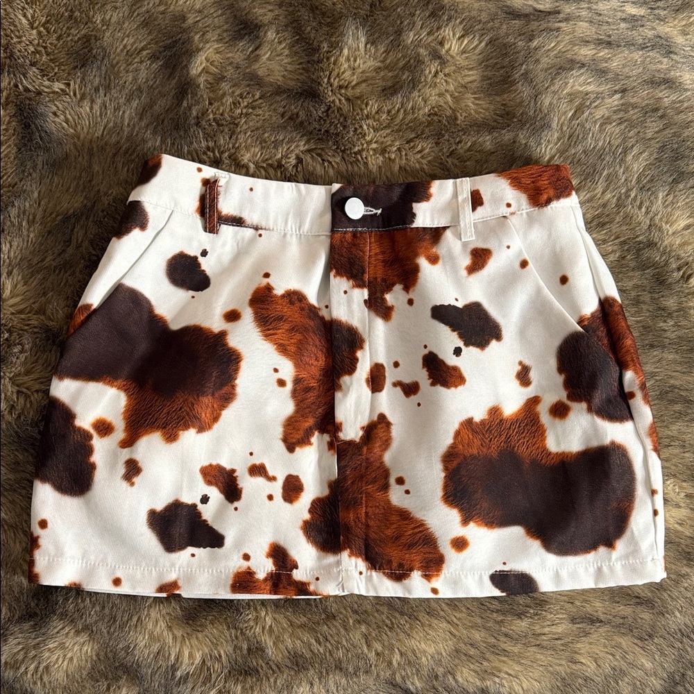 Cow Print Mini Skirt